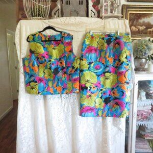 2 pc Lily & Taylor Couture Mother of the Bride Date night Suit 18 Bright Floral
